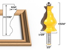 Large Elegant Picture Frame Molding Router Bit - 1/2" Shank - Yonico 16192