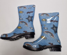 Ugg K Raana Blue Patches Kids Youth Rain boots Size UK 2 US 3 EU 33