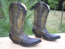 RANCHO Cowboystiefel, Westernstiefel, Gr. 38, Schwarz/ Oliv Gr&uuml;n, Echtleder  !