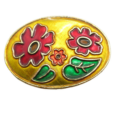 Flower Brooch Pin Eloxal Thin Metal Colorful Signed Made in Germany