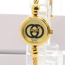 Vintage 1990's GUCCI 2047L Gold Dial 19mm Quartz Women's Watch From JAPAN Z479