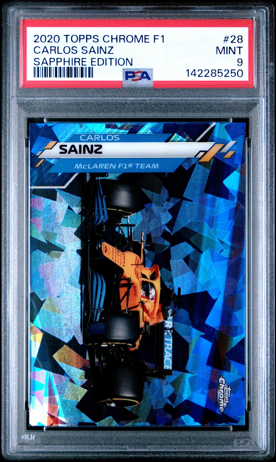 2020 TOPPS CHROME FORMULA 1 SAPPHIRE ED #28 CARLOS SAINZ PSA 9
