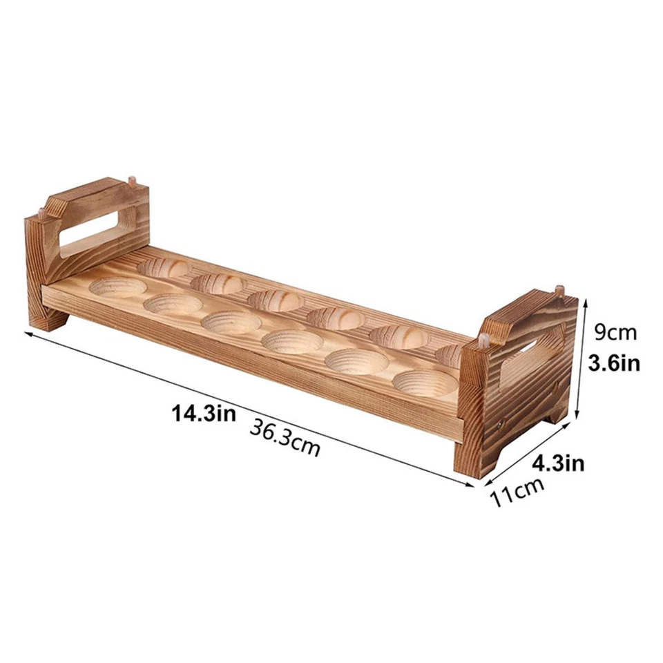 Estante para huevos apilable soporte para huevos de madera para gabinete despensa Foto 2 de 4