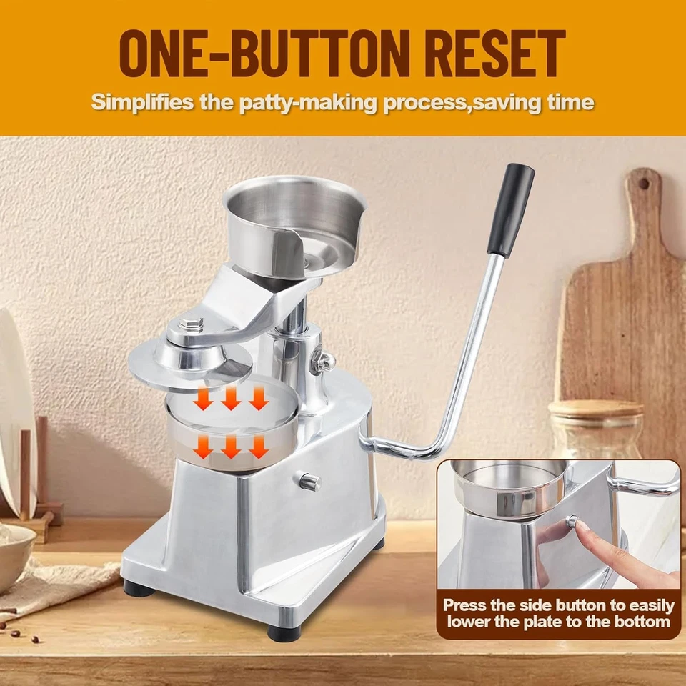 Prensa comercial para hamburguesas de 4"/5"/6" para hacer hamburguesas de diámetro Foto 3 de 4