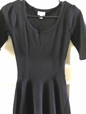 Lularoe Solid Black Nicole Size XXS Textured Little Black Dress Fit & Flare 0/2