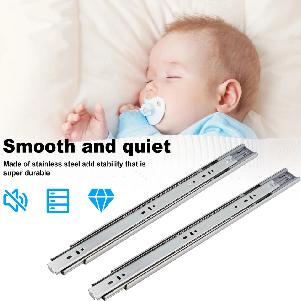 Soft Close Drawer Runners 250-600mm Ball Bearing Heavy Duty Cabinet Draw Slides - Image 4 of 4