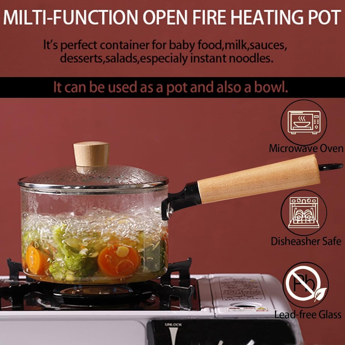 Frugal Favorite clear glass pot set for cooking on stove