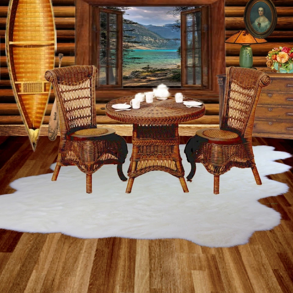 White Random Sheepskin Faux Fur Area Rug Shag Pelt Hide Throw Carpet FUR ACCENTS - Image 4 of 4