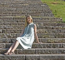 M.A Dainty “Myrtle” Linen & Cotton Dress In Sea Foam Size 10