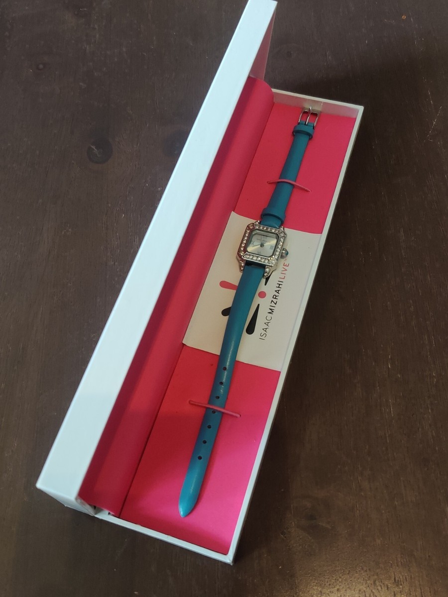 NIB Isaac Mizrahi Live Silvertone Turquoise Thin leather 