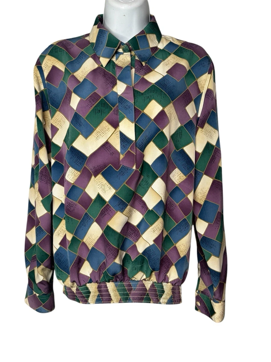 Blouse/haut Alfred Dunner Femme Taille M - Dentelle Multicolore Avec Perles, Manches Longues - Occasion Parfait état