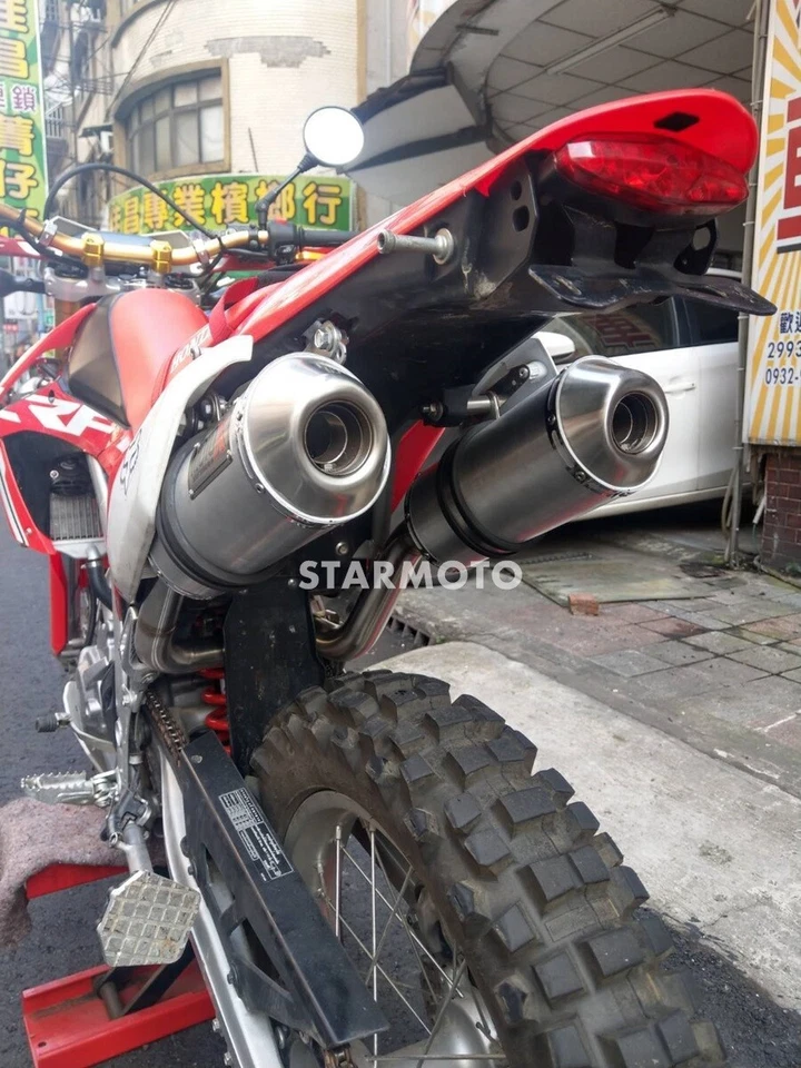 MEGA BOMBA DE ESCAPE DOBLE SISTEMA COMPLETO ACERO INOXIDABLE PARA HONDA CRF 250 M L RALLY 2013-20 Foto 4 de 4