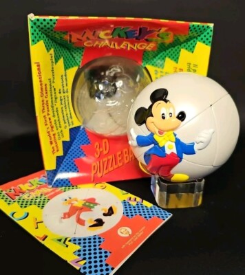 Vintage 1993 Walt Disney Mickey's Challenge 3-D Puzzle Ball K+B Toys New in Box