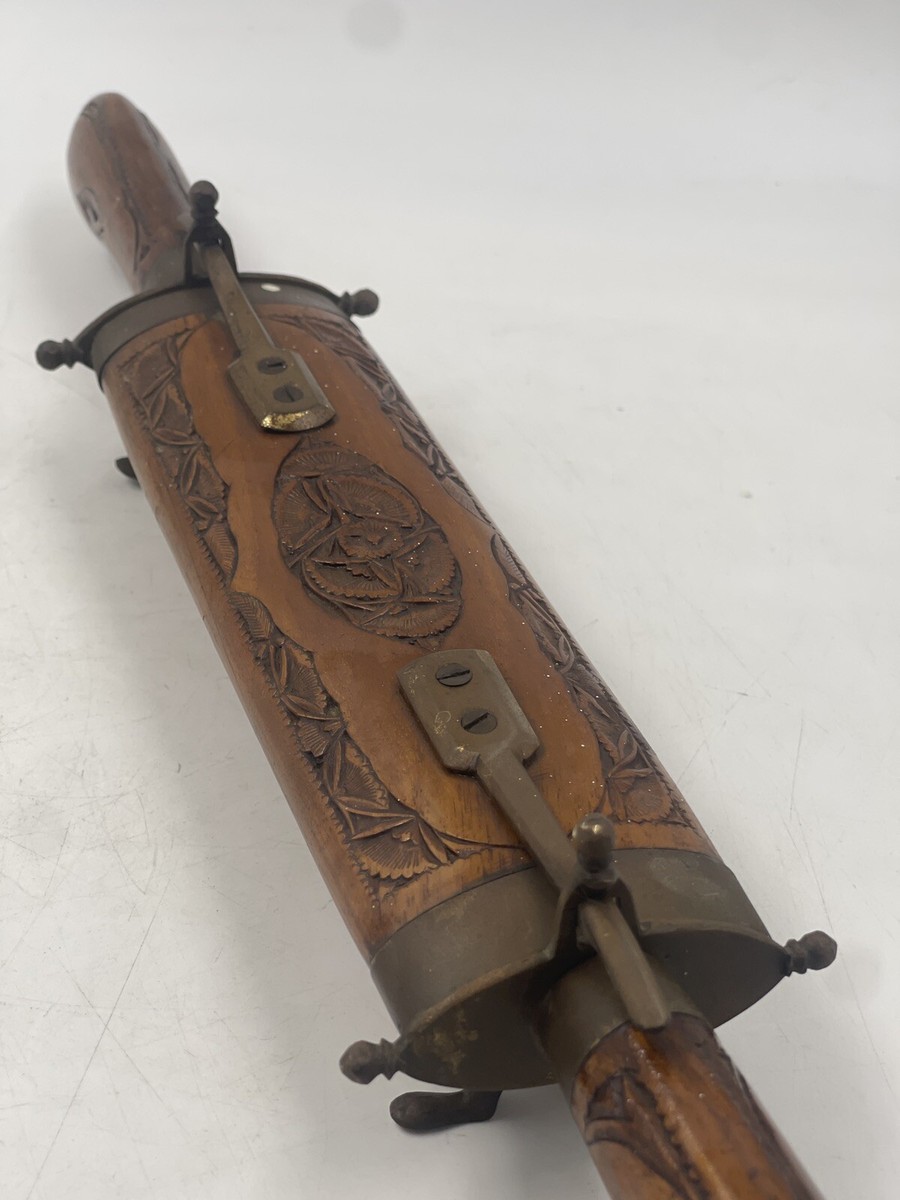 Vintage Marked INDIA KNIFE SET HAND CARVED SHEATH WOODEN