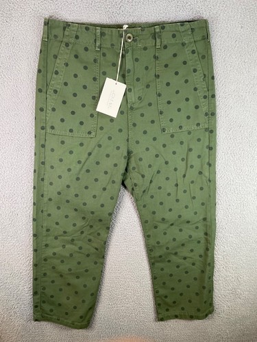 THE GREAT Ranger Women's Pants 28 Green Military Utility Polka Dot Boho Wide Leg - Picture 2 of 12