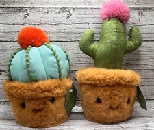 2- New FAO Schwarz 7" Sparklers Plant Saguaro Cactus Toy Plush