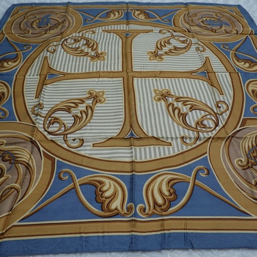 BASILE Blue Jacquard Silk Scarf Scarves 33.5" X 34.5" O997 - Picture 6 of 15