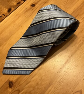 C.Comberti Krawatte Blau Hellblau Muster Gestreift 100% Seide 156 X 9,5 cm