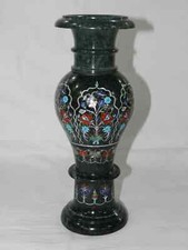 14" Marble flower vase / Stone inlay vases / Handmade Gemstones inlay Work Decor