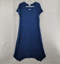 J Jill Dress Womens Small Navy Blue NEW Linen Pure Jill Maxi Shift Asymmetrical