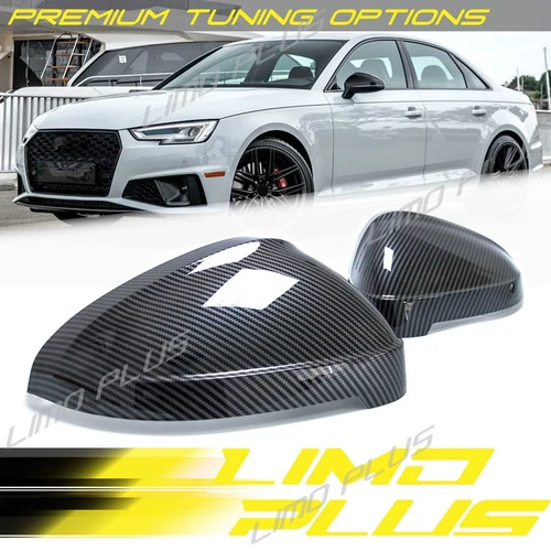 Carbon Style ABS Side Mirror Caps for Audi A4 S4 A5 S5 B9 W/ Assist 2018-2024