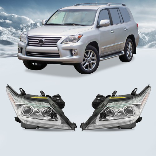 Headlights For 2013-2015 Lexus LX570 Xenon/HID Headlamps w/DRL Left & Right Pair - Picture 17 of 17
