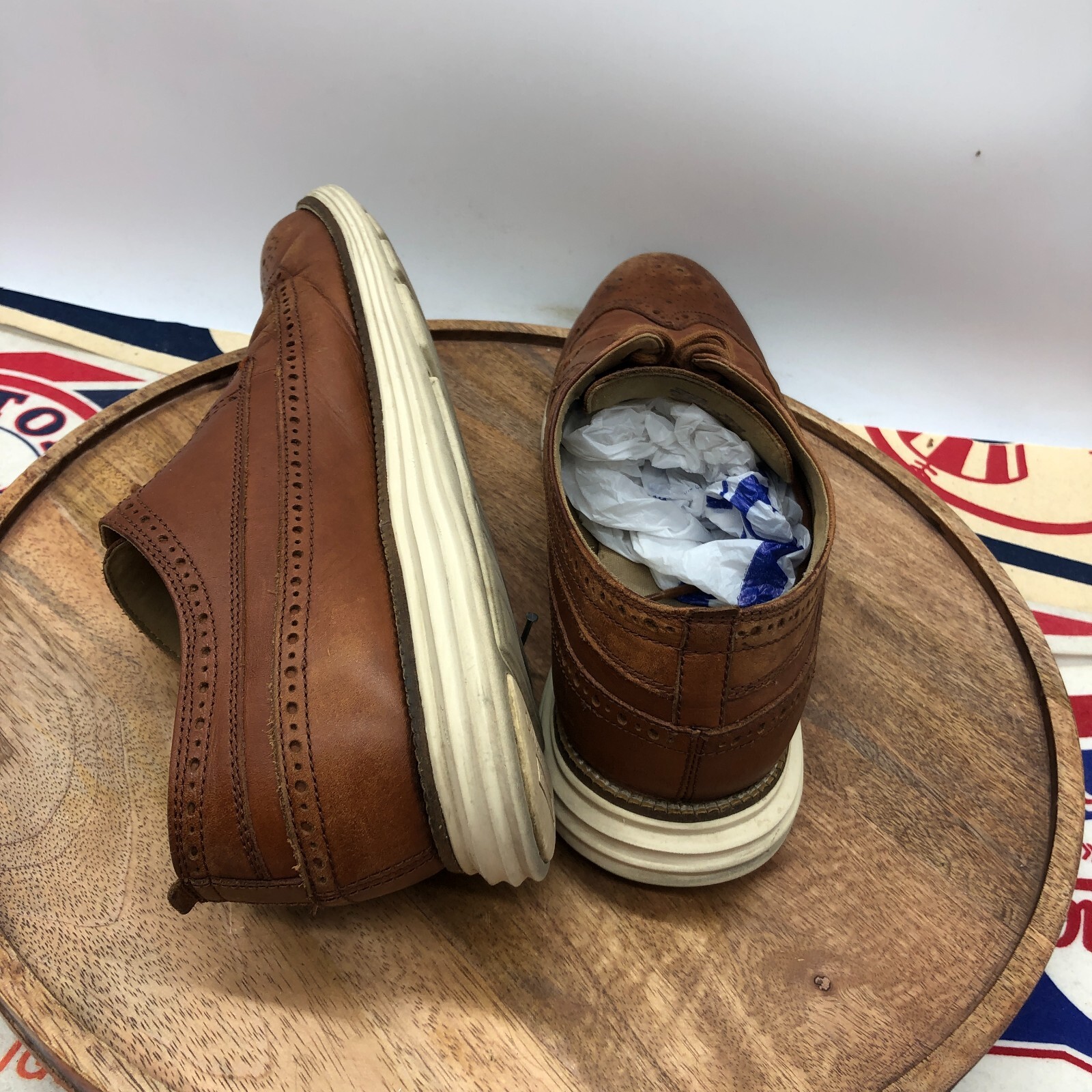 SAOLA Scarpe da uomo originali Cole Haan Grand OS Wingtip C21133 marroni in pelle taglia 12 M