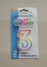 VELAS NÚMERO CUMPLEAÑOS Con "FELIZ CUMPLEAÑOS' Cake Topper 3" 1/Paquete
