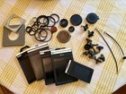 Vintage large format camera accessories: 4x5 film holders, lens boards, etc.