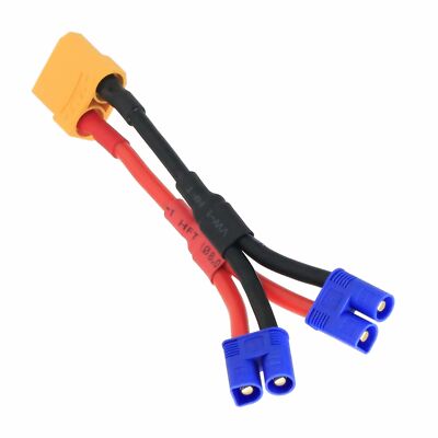 Parallel Wire XT90 1 Female to 2 Male EC3 12AWG 5CM+5CM Y CableHobbies Toys RC