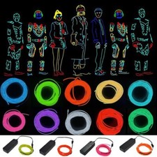UK 1/3/5M Battery Operated Luminescent Neon LED Lights Glow EL Wire String Strip