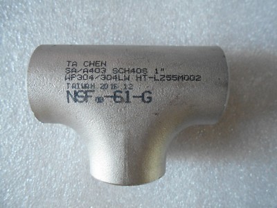 TA CHEN STAINLESS STEEL TEE SA/A403 1  WP304/304LW SCH 40S HT-4L746, NSF-61-G 
