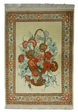 2x2' High End Perssiaan Quum Silk Small Rug NICE VASE  #PIX-26554