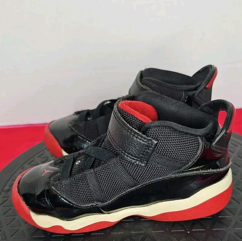 Nike Air Jordan 6 Rings TD Bred Two3 Shoes Black Red 323420-062 Toddler 9C thumbnail 12