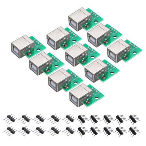10Pcs USB Type B Female Connector to DIP Adapter Breakout Module PCB Board - Afbeelding 1 van 4
