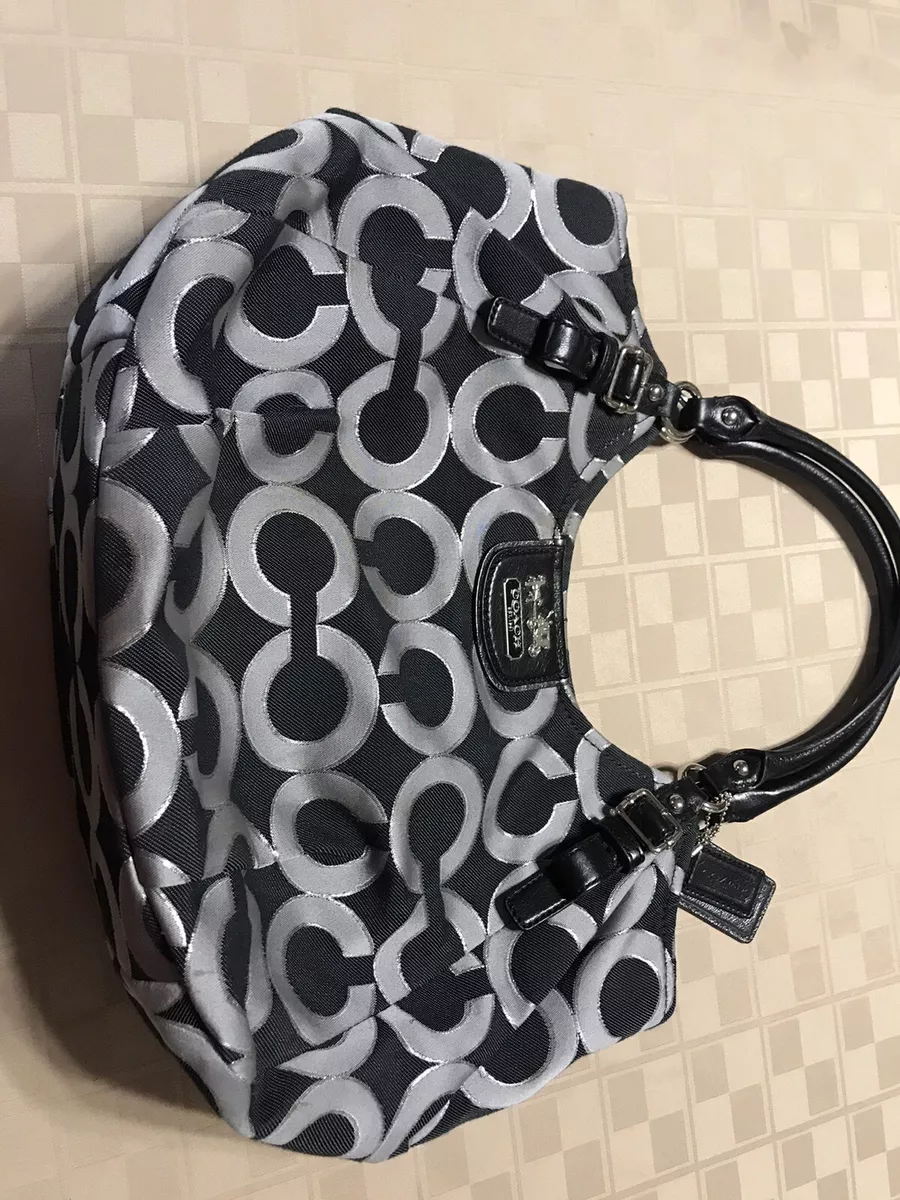 Small Coach shoulder bag. Black and grey. great condition. | Shoulder bag,  Coach shoulder bag, Canvas leather bag