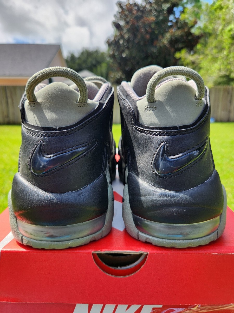 Nike Air More Grade School Uptempo Dark Stucco Black Size 6y 7.5w