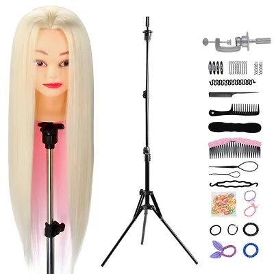 NEVERLAND BEAUTY & HEALTH 26-28" Training Head Styling Hairdressing Mannequin Doll Tripod Holder Braid Set