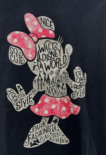 Disney Parks Minnie Mouse Adult T-Shirt Medium Black Pink Unisex - Picture 2 of 5