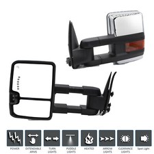 Power Heated Pair Tow Mirrors Fit 99-02 Chevy Silverado 150025003500 Chrome