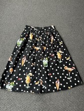 MNG Mango Maxi Skirt Size USA S-M Black Button Down Below Knee Polka Dots