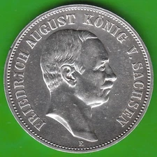 Coin Silver Sachsen 5 Mark 1914 In Vz Lightly Cleaned nswleipzig