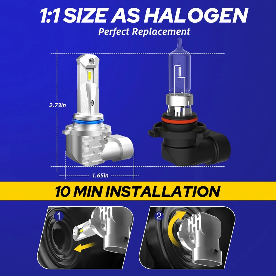 2X 9005 LED Headlight Super Bright Bulbs White 6000K High Low Beam 20000ML Foto 2 de 4