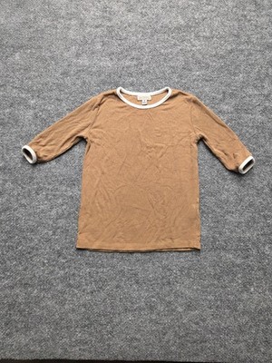 Tottini Girl's Top Casual Shirt Brown Size 4 Round Neckline 3/4 Sleeves Ribbed
