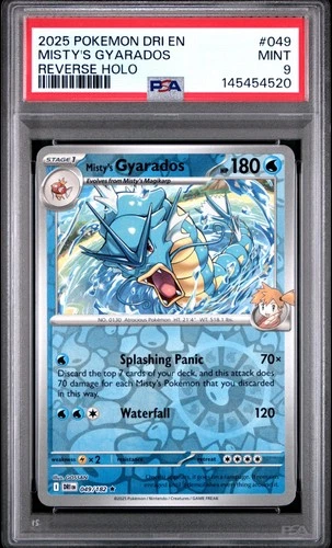 2025 POKEMON DRI EN-DESTINED RIVALS REVERSE HOLO #049 MISTY'S GYARADOS PSA 9