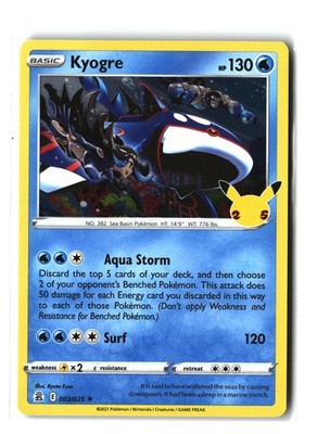 Kyogre 003/025 Pokémon  Celebration Set Holo NM