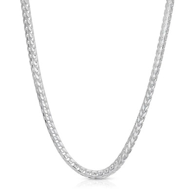 Italy 925 Sterling Silver 4mm Arrow Link Franco Chain Men's Italian Necklace