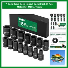 1-inch Drive Deep Impact Socket Set15 Pcs Metriccr-mo For Truck