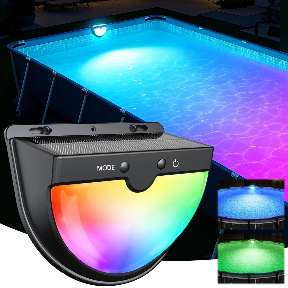 Solar Pool Lights For Above Ground Metal Frame Pools – 10 Colors, 4 Modes, IP68
