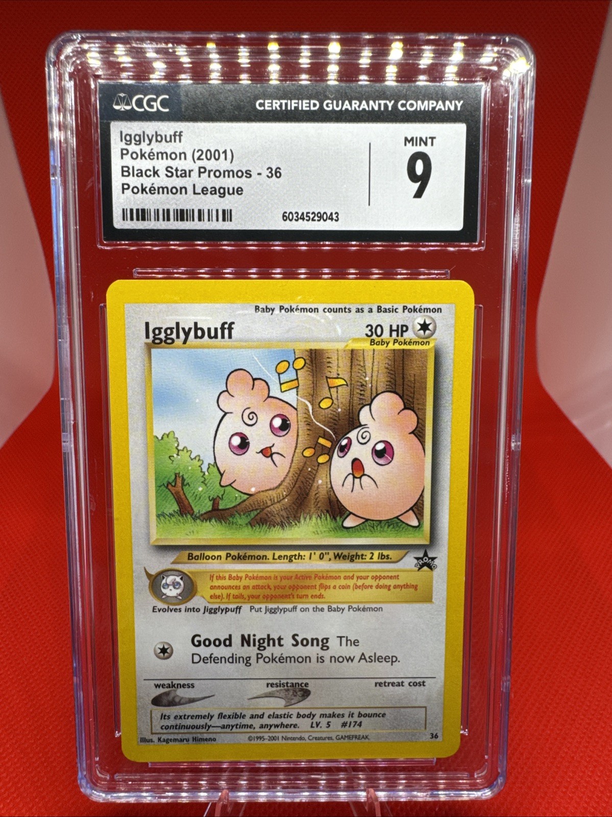 Igglybuff 2001 Black Star Promo 36 Pokemon League CGC 9 MINT - TCG